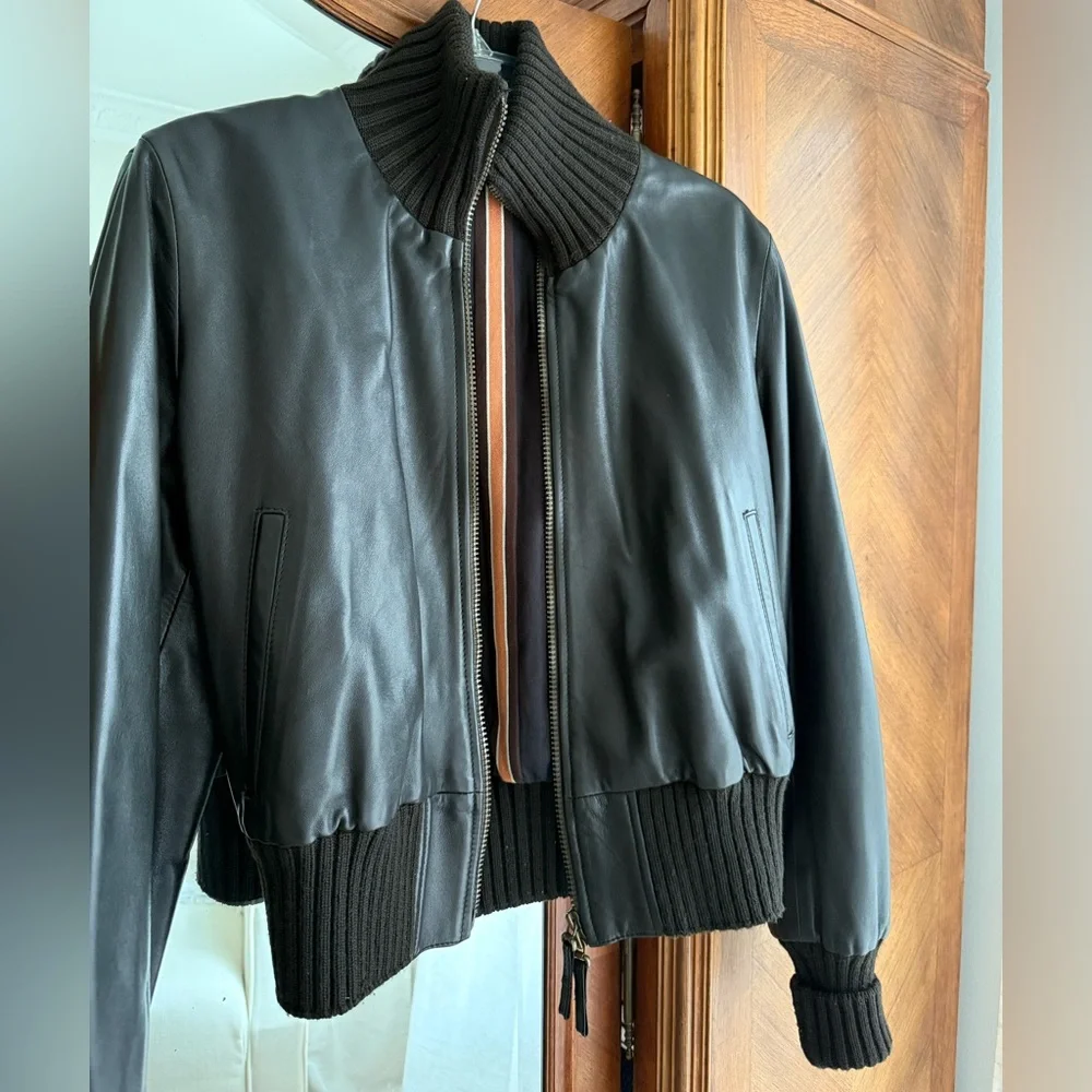 Fratelli Rossetti chocolate brown leather bomber jacket size S - Picture 2 of 12